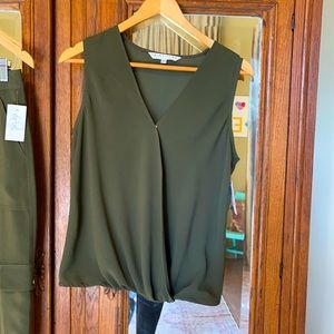 Trina Turk silky crossover banded blouse